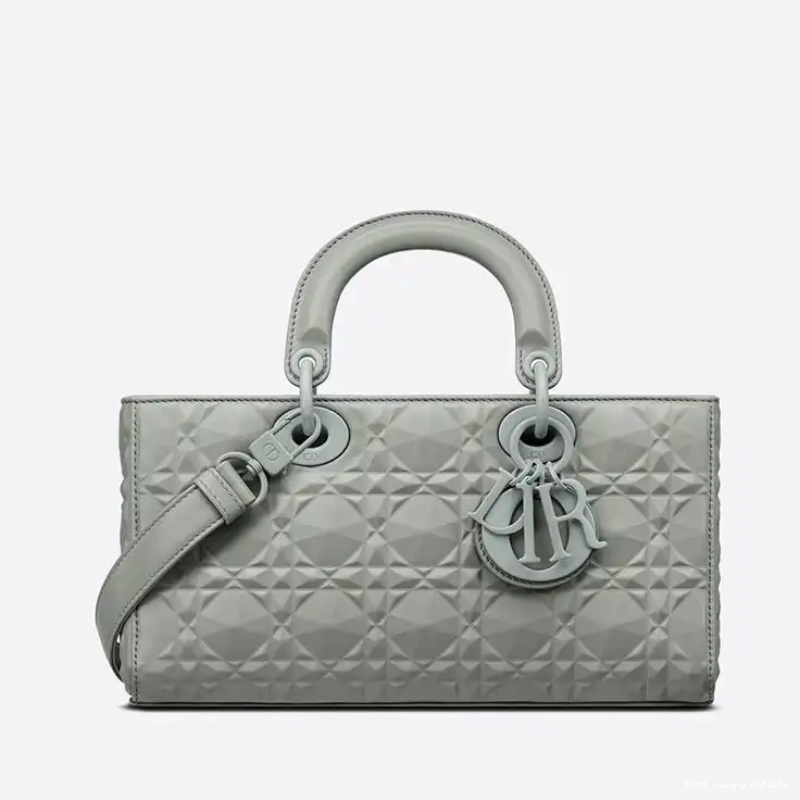 with Ultramatte Calfskin Grey Motif Medium Cannage Bag Diamond Lady D-Joy 0702 Luxury